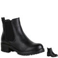 893408 Damen Stiefeletten Chelsea Boots Gefüttert Blockabsatz New Look