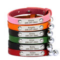 Personalisiert Hundehalsband Welpen Katzen Lederhalsband Namen Gravur mit Glocke