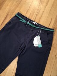 Neu Esprit Baumwoll Stretch Chino Hose 100% Organic Mit Gürtel Gr.40