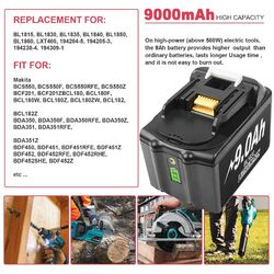 2x Für Makita Akku 18V 6,0Ah 5Ah 9,0Ah BL1860B BL1830B & Doppel Makita Ladegerät