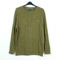 GANT Herren 2XL Zopfmuster Rundhals Sweatshirt Pullover Baumwolle Top Olivgrün