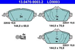 Bremsbelagsatz Scheibenbremse ATE Ceramic 13.0470-9003.2 für MERCEDES KLASSE 160