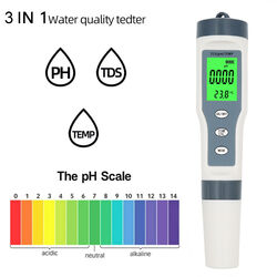 3 In 1 Digitales PH TDS TEMP Wasserdichtes Wasserqualitätsmessgerät Tester Tool