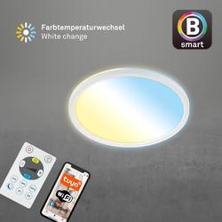 BRILONER Deckenleuchte SmartHome CCT LED Panel, Ø29,3cm 18W 2400 lm, Weiß