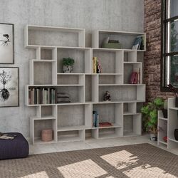 Bücherregal mit 10 einzigartigen Regalen für Wohnzimmer, Büro und mehr, DECORTIE