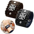 1 Herren Leder Armband Eisernes Kreuz Iron Cross Breit Verstellbar Biker Gothic 