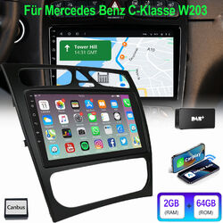 Für Mercedes Benz C-Klasse W203 W209 DAB+ Android 13 Carplay Autoradio 2+64G GPS