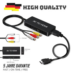 RCA auf HDMI, AV zu HDMI Adapter, 1080P Composite CVBS AV zu HDMI Video Audio DE