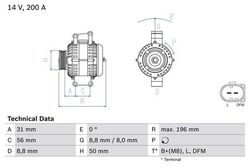 BOSCH LICHTMASCHINE GENERATOR 200A passend für MERCEDES-BENZ SPRINTER VIANO