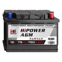 AGM Autobatterie 12V 75Ah Start-Stop Starterbatterie ersetzt 70Ah 80Ah VRLA