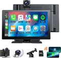 Neu 9"Tragbarer Autoradio 4K Dash Cam Wireless Apple CarPlay Android Auto+Kamera