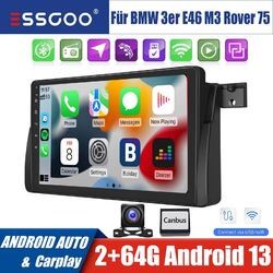 64GB Android13 Autoradio Navi Carplay +Kam für 3er BMW E46 318 320 325 Rover 75