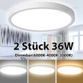 2x 36W LED Deckenleuchte Dimmbar Deckenlampe Wohnzimmerlampe Schlafzimmer Flur