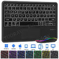 Beleuchtet Touchpad Kabellos QWERTZ Tastatur Maus Für iPad iOS Android Tablet PC