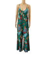 ZARA Gr.S grüner Overall Blumen Muster weites Bein Palazzo boho hippie Look