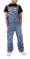 Peviani Herren Wilton Designer Cargo Kampf lose Passform Denim Latzhose, steinblau