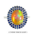 Valentinstag 925 Silberring Oval Feuer Opal 10x8mm Saphir Edelstein Schmuck 6