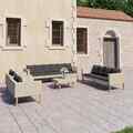 5-tlg. Garten-Lounge-Set mit Auflagen Poly Rattan Beige