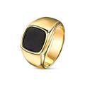 Herren Ring Onyx schwarz 18K 750er Gold vergoldet gelbgold Edelstahl R6046D1L