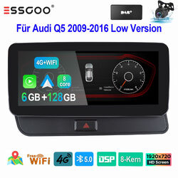 DAB+ 10,25" Android 13 Autoradio 8-Kern 128G GPS CarPlay KAM Für Audi Q5 09-2016