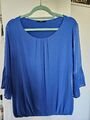 ZERO Bluse Shirt Gr. 42 blau Ärmel leicht transparent, festlich