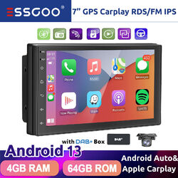 2 DIN Android 13 Carplay Autoradio 4+64GB 7" GPS Navigation WiFi BT DAB+ KAM FM