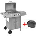 Gasgrill 4+1 Brenner BBQ Standgrill Grillwagen Barbecue Gartengrill Seitenkocher