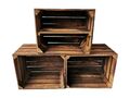 Obstkisten Weinkisten Holz Vintage 50 x 40 x 30cm Geflammt 3er Set Regal Lang