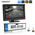 ESSGOO Auto IR Rückfahrkamera HD Kennzeichenhalter Funk Kabellos Mit 5'' Monitor