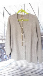 H&M  CARDIGAN STRICKJACKE MIT KASCHMIR  GR.38- 46 +  KETTE MIT PERLEN