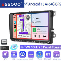 9" DAB+ 4+64G Android 13 Autoradio GPS NAVI Für VW GOLF 5 6 Tiguan Passat Touran