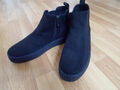 MARCO TOZZI Stiefeletten, Plateau Chelsea Boots, Schwarzes Wildleder, Gr. 39