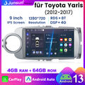 4+64GB Android 13 Carplay Autoradio GPS WiFi 4G DAB+ Für Toyota Yaris 2011-2018