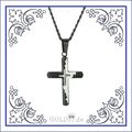 Edelstahl Anhänger Kreuz Black Cross einzeln o. mit Kordelkette schwarz o.silber