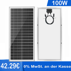 100W Solarpanel 12V mono Solarmodul Photovoltaik Solarzelle Ideal zum von Camper🎉0% MwSt. bei § 12 Abs. 3 UStG*🎉