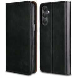 FÜR SAMSUNG GALAXY A14 5G - ECHT LEDER Case Buch Tasche Handy Hülle SCHWARZ