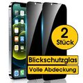 2x Panzerfolie Sichtschutz Blickschutz Glas für iPhone 16 15 14 13 12 11 Pro Max