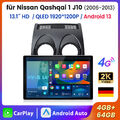 13'' Apple Carplay für Nissan Qashqai J10 2006 Android 13.0 Autoradio Radio GPS 