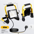 LED Fluter Flutlicht mit Stecker Baustrahler Scheinwerfer + Gelb Stativ 50W-200W