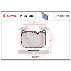 1x ORIGINAL® Brembo P 06 088X Bremsbelagsatz, Scheibenbremse Vorne, exkl.