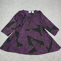 Masai Damen Tunika Größe M Violett Schwarz Viskose Top Krawatte Bluse M