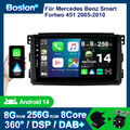 Für Mercedes Benz Smart Fortwo 451 2005-2010 Android 14 Autoradio Stereo Carplay