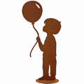 Gartendeko Figur Junge mit Luftballon 52 cm Rost Metall Deko Garten Skulptur