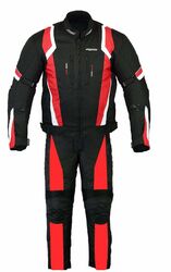 RKSports Motorrad Wasserdicht Rot Suit Kombo Textil Hose+Jacke Ce Herren