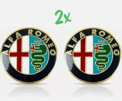 Alfa Romeo Emblem Logo Gold  Scudetto Zeichen Kühlergrill vorne hinten Heck 2x🍀Für 159,166,156,GT,GTV,Spider,MiTo,147, Giulietta,Brera