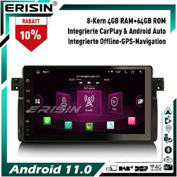 8-Kern 9" Android 11 Autoradio GPS DAB+ 64GB Navi für BMW 3er E46 Rover 75 MG ZT8-Kern√CarPlay√WiFi√USB√BT√DVB-T2√OBD2√RDS√TPMS√DSP√4G√