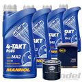 4x 1L MANNOL 4-Takt PLUS MOTORRAD ÖL 10W-40 + ÖLFILTER für HONDA KAWASAKI YAMAHA