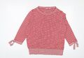 Peter Hahn Damen rot Rundhalsausschnitt gestreift Baumwolle Pullover Pulli Größe 16