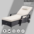 CASARIA® Gartenliege Sonnenliege Liege mit Rollen Polyrattan Auflage Relaxliege