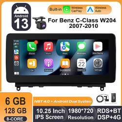 DAB+ Autoradio Carplay Android 13 6+128G Kamera Für Benz C W204 2007-2010 NTG4.0